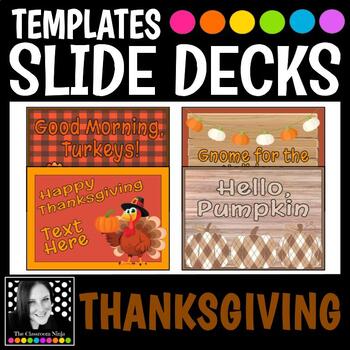 Preview of Thanksgiving Themed Digital Slide Templates with Editable Font for Virtual Too!