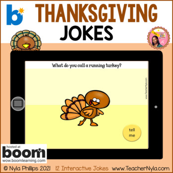 Thanksgiving Themed Jokes for Boom Cards™ by Nyla's Crafty Teaching