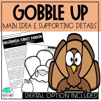 Preview of Thanksgiving Themed Main Idea and Supporting Details Reading Activity