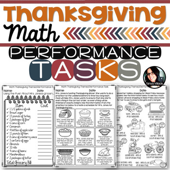 Preview of Thanksgiving Activities Math Worksheets Grades 4-6