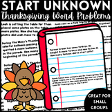 Thanksgiving Themed Math Word Problems - Start Unknown Joining