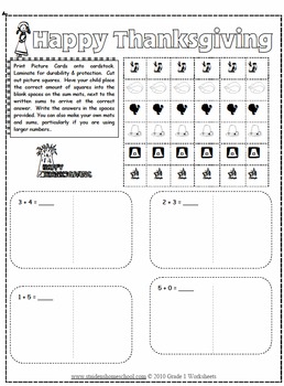 Thanksgiving Themed Math Worksheets Grade 1 by Donnette Davis | TpT