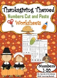 Thanksgiving Themed Numbers Cut and Paste Worksheets (1-20):