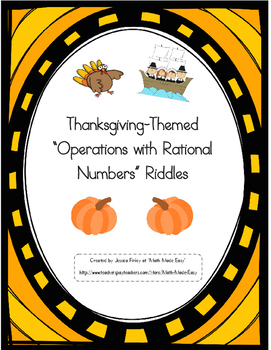 Preview of Thanksgiving-Themed "Operations with Rational Numbers" Riddles