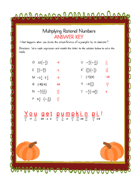 Thanksgiving-Themed "Operations with Rational Numbers ...