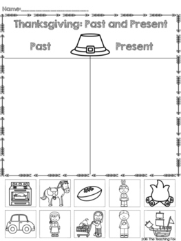 Thanksgiving Then and Now Printable Sort by The Teaching Fox | TpT