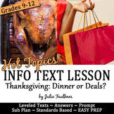 Thanksgiving Activities Nonfiction Lesson on Hot Topics: B