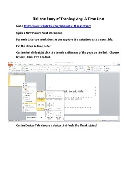Preview of Thanksgiving Time Line Using Power Point: Technology Lesson