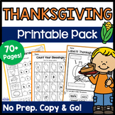 Thanksgiving Math & Literacy, ELA Activities Printables Ki