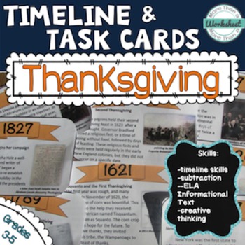 Thanksgiving Timeline Task Cards by More Than a Worksheet | TpT