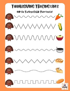 Thanksgiving Tracing- Pencil Practice, Number Tracing, Shape Tracing