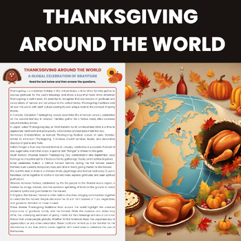 Preview of Thanksgiving Traditions Around the World Reading Comprehension Worksheet