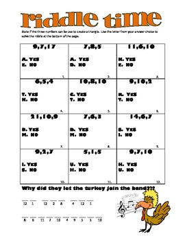 Preview of Thanksgiving Triangle Inequality Riddle Time 1