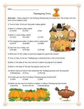 Thanksgiving Trivia Questions With Printables