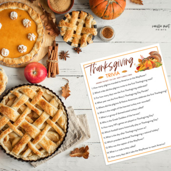 Thanksgiving Trivia Activity, Seasonal Brain Break Game