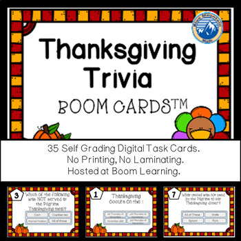 Preview of Thanksgiving Trivia Boom Cards--Digital Task Card