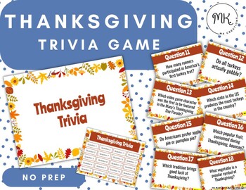 Preview of Thanksgiving Trivia Game Google Slides *NO PREP