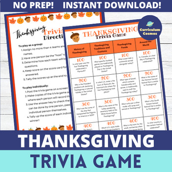 Preview of Thanksgiving Trivia Game for Teachers, Staff, and Students