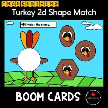Preview of Thanksgiving | Turkey 2d Shape Match Boom Cards™