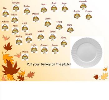 Preview of Thanksgiving Turkey Attendance for Smartboard
