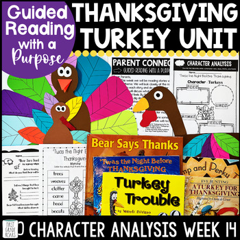 Preview of Thanksgiving Turkey Book Companion Reading Comprehension Character Analysis
