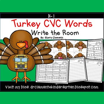 Preview of Thanksgiving | Turkey CVC Words | Literacy Center | Write the Room