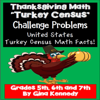 Preview of Thanksgiving Math Challenge Problem-Solving! Turkey Census Facts!