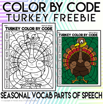 Preview of Thanksgiving Turkey Color By Code Coloring Sheet
