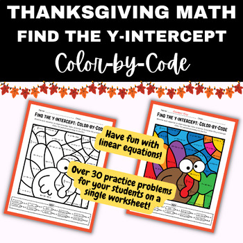 Preview of Thanksgiving Turkey Color by Code Math: Find Y-INTERCEPT from a linear equation