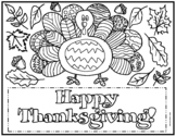 Thanksgiving Turkey Coloring Page Fall Themed