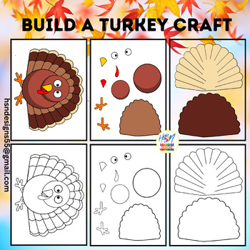 Preview of Thanksgiving Turkey Craft : Build a Turkey Clipart