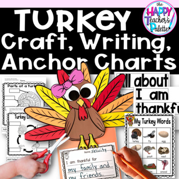 Preview of Thanksgiving Turkey Craft Writing Center and Anchor Chart Activity