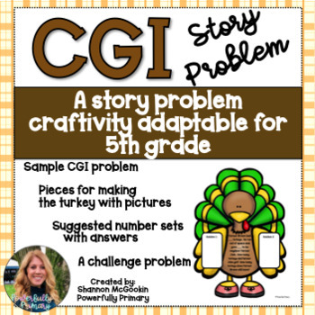 Preview of Thanksgiving Turkey Craftivity 5th Grade | CGI Story Problem | Fractions