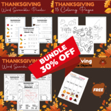 Thanksgiving Turkey Day Activities BUNDLE | Coloring, Word