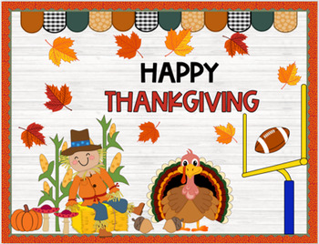 Preview of Thanksgiving, Turkey Day, Pumpkin, Fall, Scarecrow, Football, Bulletin Board Kit