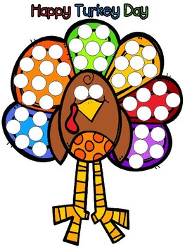 Thanksgiving Turkey Dot Paint Page and Color Sheet by JannySue | TpT