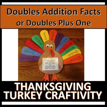 Preview of Thanksgiving Turkey: Doubles and Doubles Plus One Addition Facts Math Craft