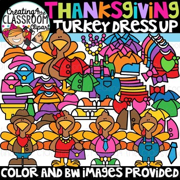 Preview of Thanksgiving Turkey Dress Up Clipart {Turkey Clipart}