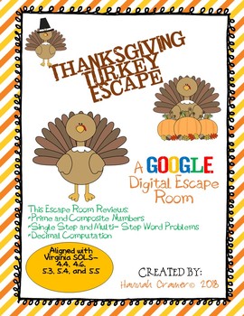 Preview of Thanksgiving Turkey Escape (A 5th Grade Math Digital Escape Room)