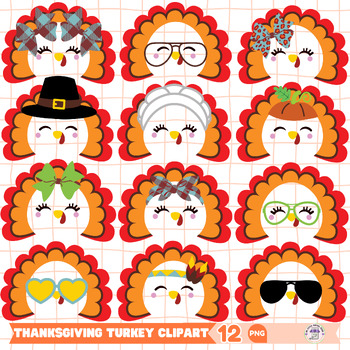 Preview of Thanksgiving Turkey Faces Clipart