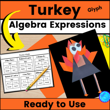 Preview of Thanksgiving Turkey Craft Math Glyph Translating Algebraic Expressions 5.OA.A.2