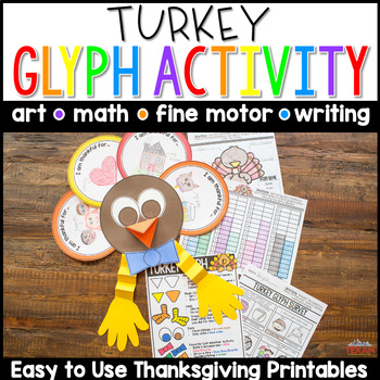 Preview of Thanksgiving Turkey Glyph Plus Math and Writing Printables