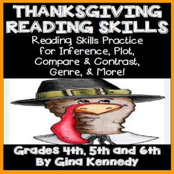 Preview of Thanksgiving Reading Skills Practice, Plot, Genre, Inference, Much More