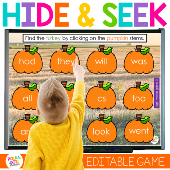 Preview of Thanksgiving Turkey Hide and Seek for Letters and Sight Word Practice