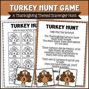 Preview of Thanksgiving Turkey Hunt Game, Turkey Scavenger Hunt, Find the Turkeys Game