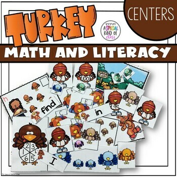 Preview of Thanksgiving Turkey Kindergarten Math and Literacy Activities