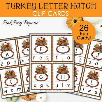 Preview of Thanksgiving Turkey Letter Match Cards - Letter Recognition - Alphabet Cards