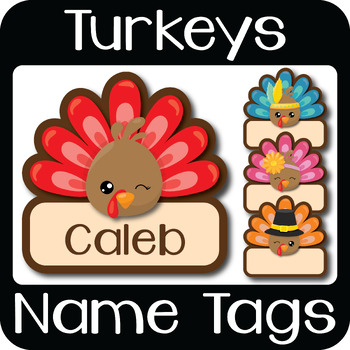 Preview of Thanksgiving Turkey Name Tags, Fall Cubby and Locker Labels