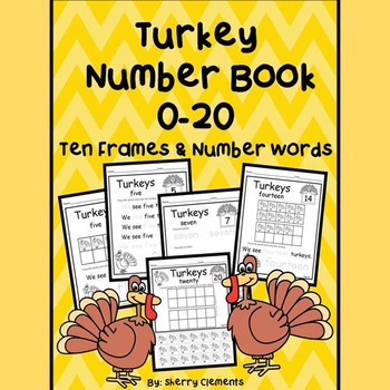 Preview of Thanksgiving | Turkey Number Book | Counting to 20 | Ten Frames