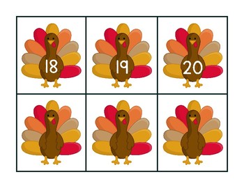 Thanksgiving Turkey Number Cards 0-20 (FREE!) by La Clase de Ms Lugo